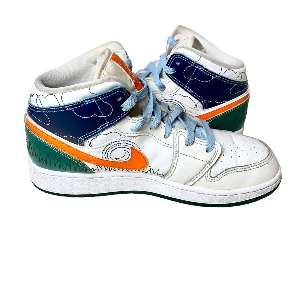 Nike Air Jordan 1 Mid SE GS Size 6.5Y 'STITCH'‎ Sail/Orange DX2462-100